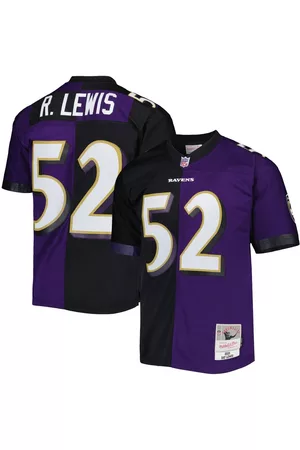 Mitchell & Ness Men Sports Tops - Men's Ray Lewis Purple, Black Baltimore Ravens 2000 Split Legacy Replica Jersey