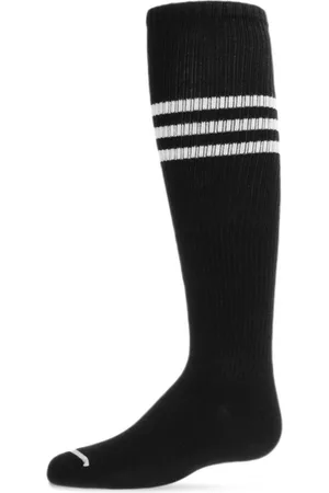 Memoi Girls Sports Underwear - Girl's Thin Ribbed Sport Stripe Cotton Blend Knee High Socks