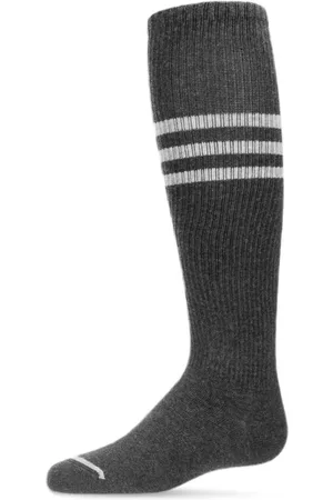 Memoi Girl's Thin Ribbed Sport Stripe Cotton Blend Knee High Socks