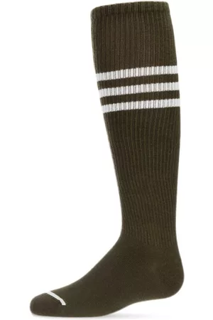 Memoi Girl's Thin Ribbed Sport Stripe Cotton Blend Knee High Socks