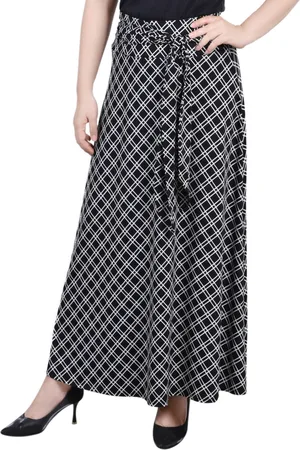 Ny Collection Petite Printed Maxi Skirt with Sash Waist Tie