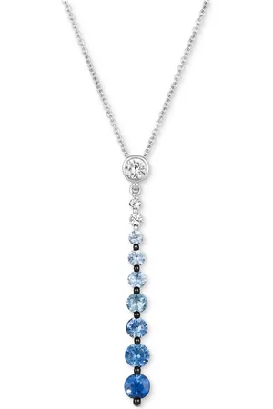 Le Vian Denim Ombre (7/8 ct. t.w.) & White Sapphire (1/6 ct. t.w.) Graduated Adjustable 20" Lariat Necklace in 14k