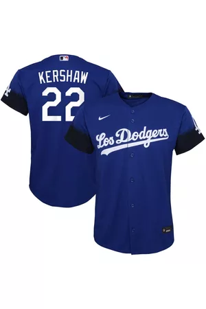 Nike Boys Sports Tops - Youth Boys Clayton Kershaw Los Angeles Dodgers 2021 City Connect Replica Player Jersey