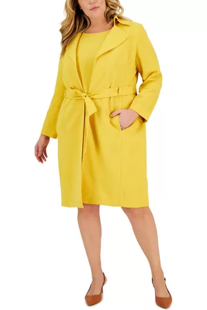 Le Suit Women Blazers - Plus Size Belted Trench Jacket and Sheath Dress