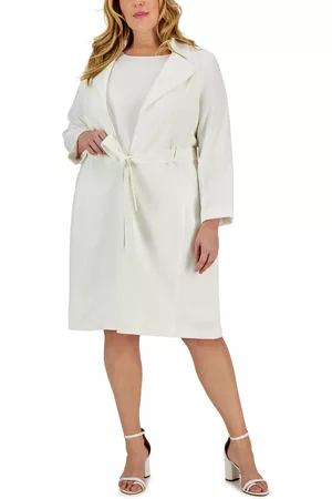 Le Suit Women Blazers - Plus Size Belted Trench Jacket and Sheath Dress
