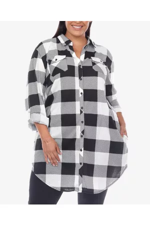 White Mark Women Plaid Shirts - Plus Size Plaid Tunic Shirt