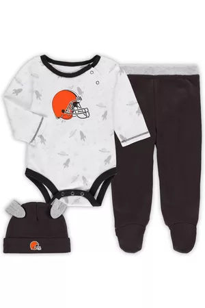 Outerstuff Newborn and Infant Boys and Girls White, Brown Cleveland Browns Dream Team Onesie Pants and Hat Set - White, Brown