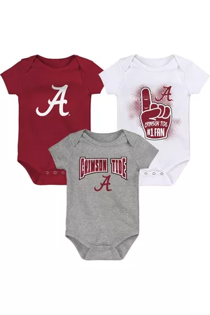 Outerstuff Girls Swimsuits - Infant Boys and Girls Crimson, White, Heather Gray Alabama Crimson Tide Game On Three-Pack Bodysuit Set