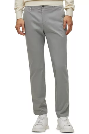 Leased Boss Men's Slim-Fit Stretch Cotton Trousers