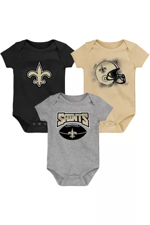 Outerstuff Infant Boys and Girls Black, Gold, Heathered Gray New Orleans Saints 3-Pack Game On Bodysuit Set