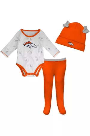 Outerstuff Newborn and Infant Boys and Girls White, Orange Denver Broncos Dream Team Onesie Pants and Hat Set - White, Orange