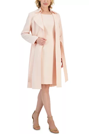 Le Suit Women Office & Work Dresses - Women's Crepe Belted Trench Jacket & Sheath Dress Suit, Regular and Petite Sizes