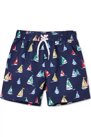 Little Me Boys Swim Shorts - Baby Boys Multicolor Printed Swim Trunks With Drawstring