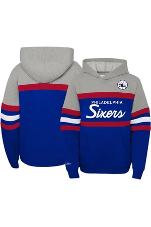 Mitchell & Ness Big Boys and Girls Heather Gray, Royal Philadelphia 76ers Hardwood Classics Head Coach Pullover Hoodie - Heather Gray, Royal