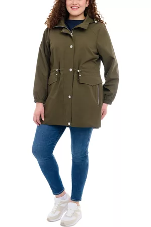 London Fog Women's Plus Size Hooded Water-Resistant Anorak Coat