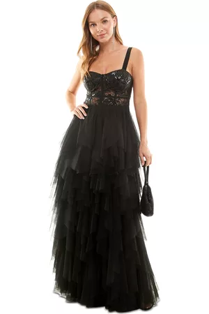 City Girls Evening dresses - Juniors' Sequined Lace Tiered Bustier Gown, Created for Macy's