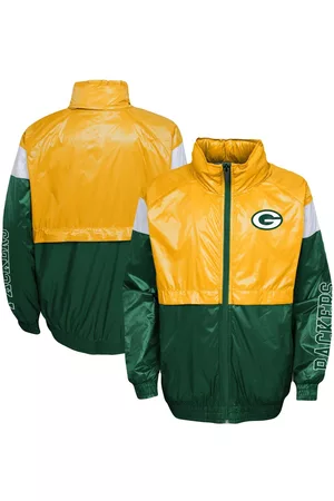Outerstuff Big Boys and Girls Gold, Green Green Bay Packers Goal Line Stance Full-Zip Hoodie Windbreaker - Gold, Green