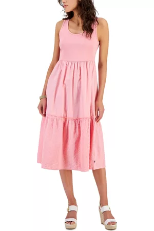 Tommy Hilfiger Women Sleeveless Dresses - Women's Cotton Sleeveless Tiered Dress