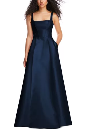 Alfred Sung Women's Boned-Bodice Square-Neck Evening Gown