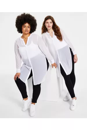 Bar Iii Women Blouses - Semi-Sheer Tunic Blouse, P/Xs-4X, Created for Macy's