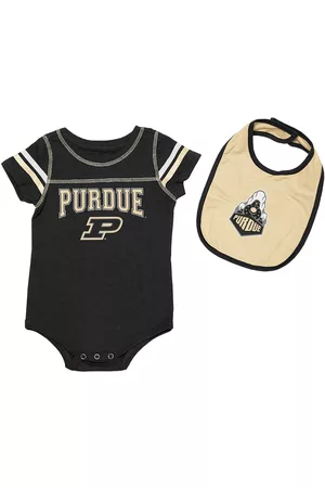 Colosseum Newborn and Infant Boys and Girls Black, Gold Purdue Boilermakers Chocolate Bodysuit and Bib Set