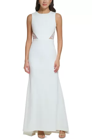 Eliza J Women's Jewel-Neck Sheer-Cutout Scuba Crepe Gown