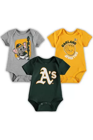 Outerstuff Infant Boys and Girls Green, Heathered Gray, Gold Oakland Athletics Change Up 3-Pack Bodysuit Set