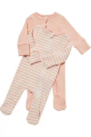 Cotton On Baby Rompers - Baby Girls Essentials Long Sleeved Footed Coveralls, Pack of 2