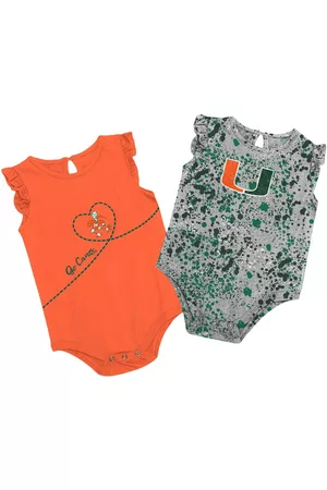 Colosseum Girls Infant Orange, Gray Miami Hurricanes Sweet Pea Two-Pack Bodysuit Set
