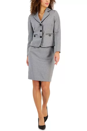 Le Suit Women Suits - Women's Polka-Dot Three-Button Skirt Suit, Regular and Petite Sizes