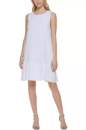 Tommy Hilfiger Women Casual Dresses - Women's Textured Ruffled-Hem Sleeveless Swing Dress