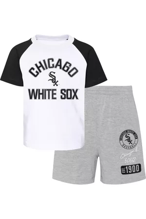 Outerstuff Toddler Boys and Girls White, Heather Gray Chicago White Sox Two-Piece Groundout Baller Raglan T-shirt and Shorts Set - White, Heather Gray