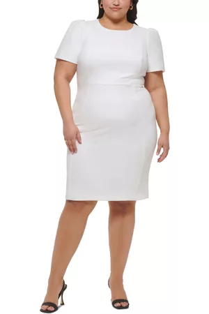 Calvin Klein Women Graduation Dresses - Plus Size Short-Sleeve Scuba Crepe Dress