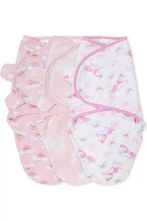 The Peanutshell Newborn Swaddles for Baby Girls, 3 Pack Set, Rainbow Unicorn