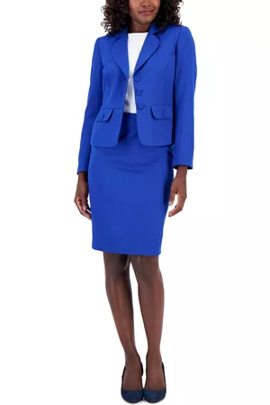 Le Suit Women Pencil Skirts - Women's Check Three-Button Jacket & Skirt Suit, Regular and Petite Sizes