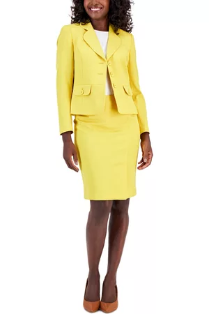 Le Suit Women Pencil Skirts - Women's Check Three-Button Jacket & Skirt Suit, Regular and Petite Sizes