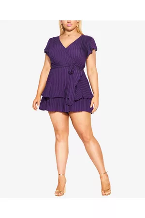 City Chic Women T-Shirts - Trendy Plus Size First Date Romper Shorts