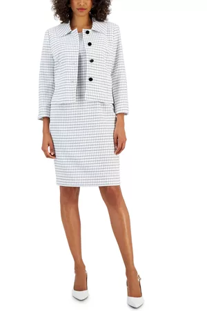 Nipon Boutique Women Work Dresses - Women's Checkered Button-Front Jacket & Sheath Dress Suit