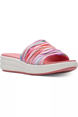 Clarks Women Slide Sandals - Clark Women's Drift Petal Lilac Slip-On Platform Slide Sandals Women's Shoes