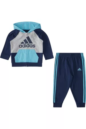 adidas Boys Sets - Baby Boys Color Block French Terry Long Sleeve Jacket and Pants, 2 Piece Set