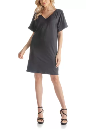 24Seven Comfort Apparel Women Graduation Dresses - Women's Loose Fit V-neck Above the Knee Dress