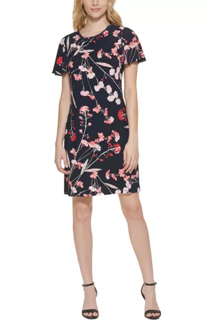 Tommy Hilfiger Women Printed Dresses - Printed Flutter-Sleeve Shift Dress