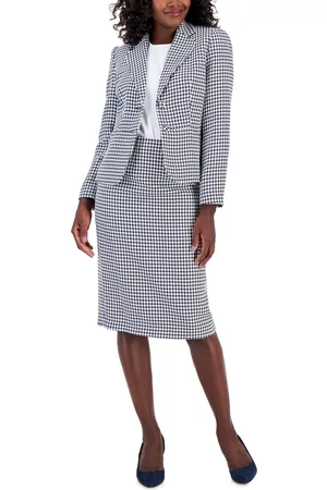 Le Suit Women Suits - Women's Houndstooth Two-Button Skirt Suit, Regular and Petite Sizes