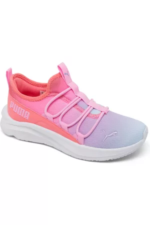 Puma Wired Run Slip-On Shoes Big Kids, Poppy Pink/Gold/White, 5