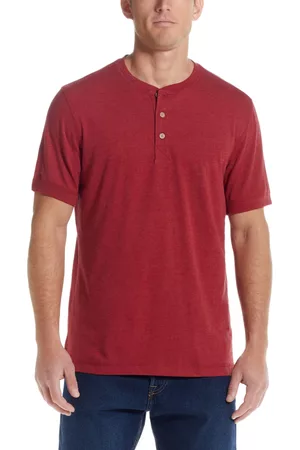 Weatherproof Men Short Sleeved T-Shirts - Men's Short Sleeve Melange Henley T-shirt