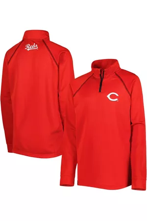 Stitches Girls Sports Jackets - Youth Boys and Girls Cincinnati Reds Team Raglan Quarter-Zip Jacket