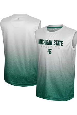 Colosseum Girls Tank Tops - Youth Boys and Girls White, Green Michigan State Spartans Max Tank Top