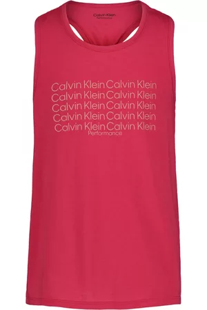 Calvin Klein Girls Tank Tops - Performance Big Girls Twist Racerback Logo Tank Top