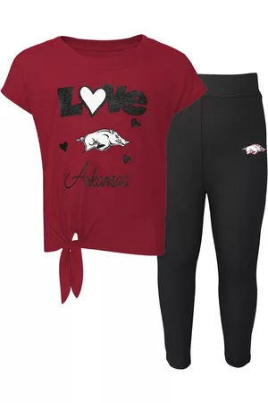 Outerstuff Toddler Girls Cardinal, Black Arkansas Razorbacks Forever Love Team T-shirt and Leggings Set - Cardinal, Black