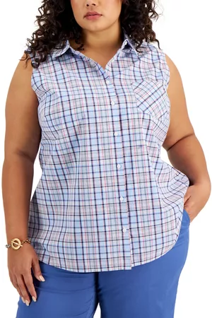 Tommy Hilfiger Women Plaid Shirts - Plus Size Cotton Plaid-Print Shirt